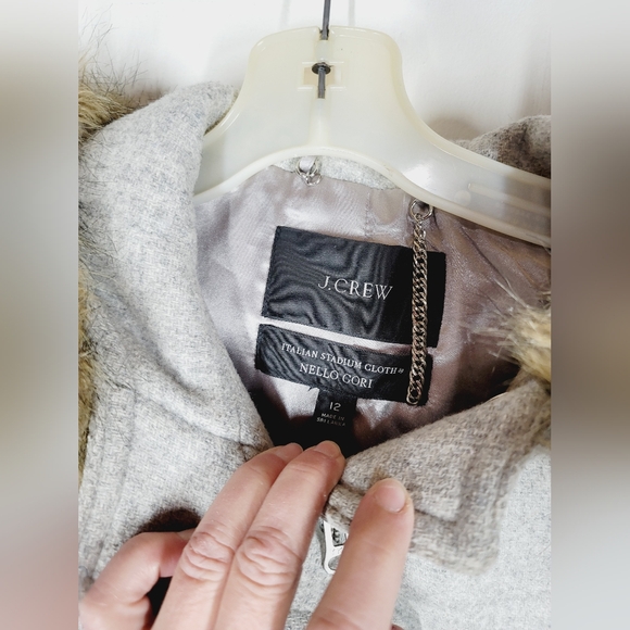 J Crew Gray Italian Stadium Cloth NELLO GORI Wool Coat, Size 12 - Picture 3 of 7